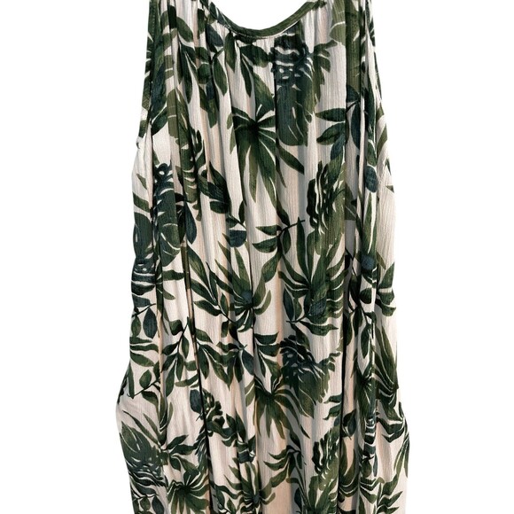 Beaches & Boho Midi Leaf Print Cover Up Dress Lightweight Size Medium Beach Chic - Picture 7 of 8